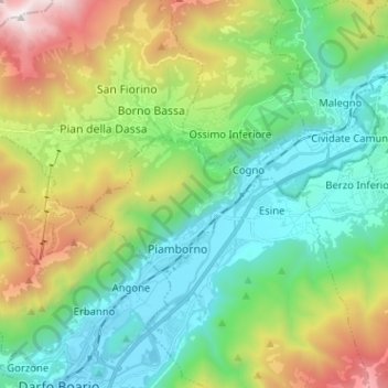 Piancogno topographic map, elevation, terrain