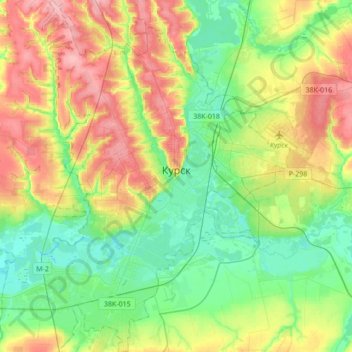 городской округ Курск topographic map, elevation, terrain