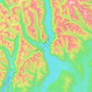 Lake Poteriteri topographic map, elevation, terrain