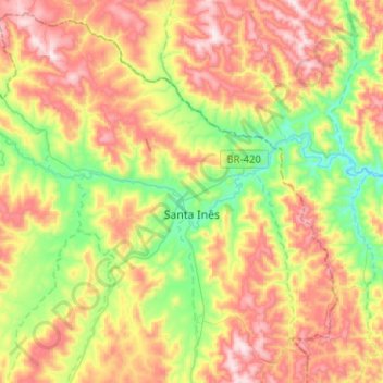 Santa Inês topographic map, elevation, terrain