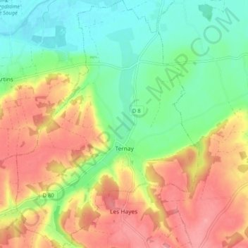 Ternay topographic map, elevation, terrain