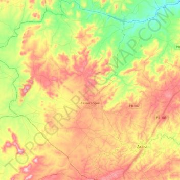 Casserengue topographic map, elevation, terrain