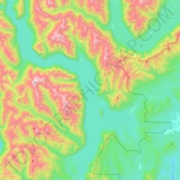 Lake Hauroko topographic map, elevation, terrain