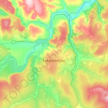 Nerjungri topographic map, elevation, terrain