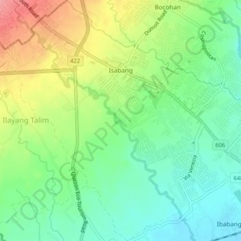 Isabang topographic map, elevation, terrain
