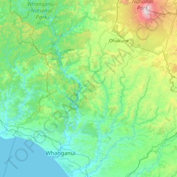 Whanganui District topographic map, elevation, terrain