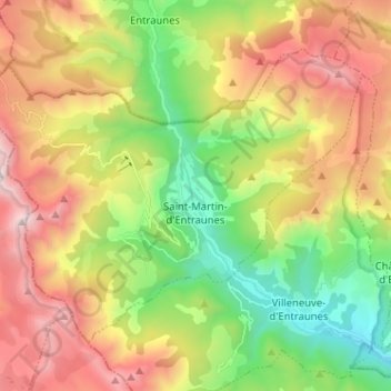 Saint-Martin-d'Entraunes topographic map, elevation, terrain