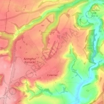 Colerne topographic map, elevation, terrain