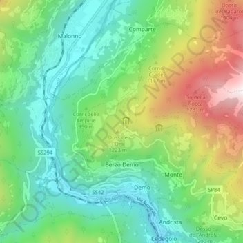 Berzo Demo topographic map, elevation, terrain