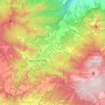 Toro Amarillo topographic map, elevation, terrain