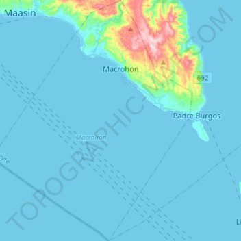 Macrohon topographic map, elevation, terrain