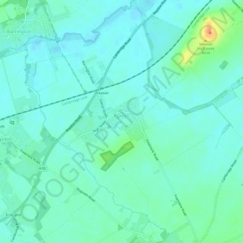 Foxton topographic map, elevation, terrain