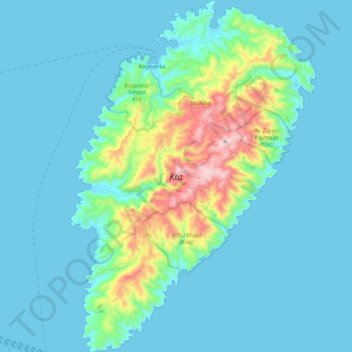 Kea topographic map, elevation, terrain