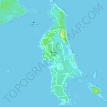 Staniel Cay topographic map, elevation, terrain