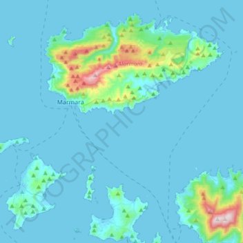 Marmara topographic map, elevation, terrain