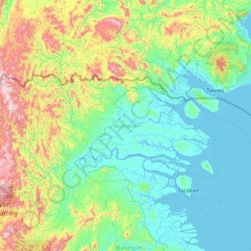 Nunukan topographic map, elevation, terrain