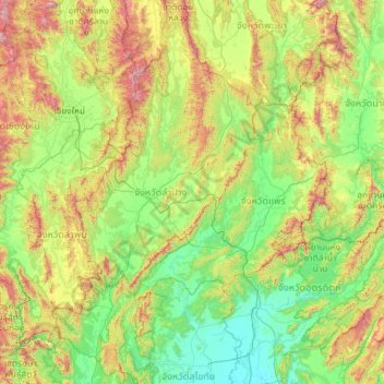 Lampang Province topographic map, elevation, terrain
