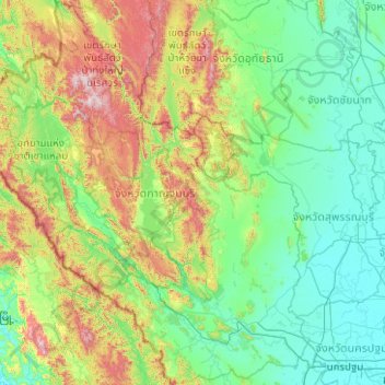 Kanchanaburi Province topographic map, elevation, terrain