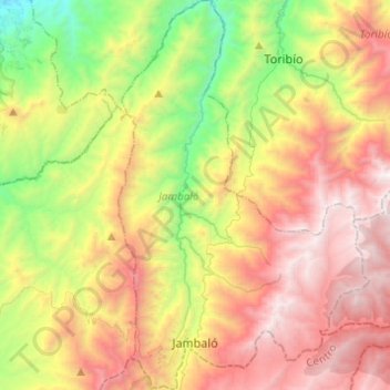 Jambaló topographic map, elevation, terrain