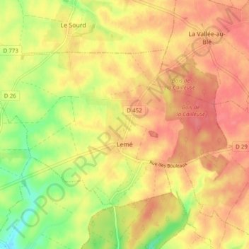 Lemé topographic map, elevation, terrain