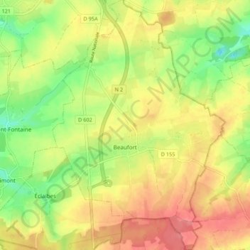 Beaufort topographic map, elevation, terrain