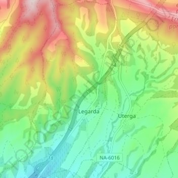 Legarda topographic map, elevation, terrain