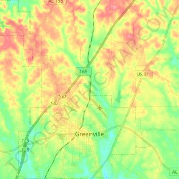 Greenville topographic map, elevation, terrain