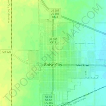 Boise City topographic map, elevation, terrain