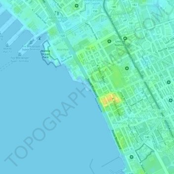 Manila Bay Dolomite Beach topographic map, elevation, terrain