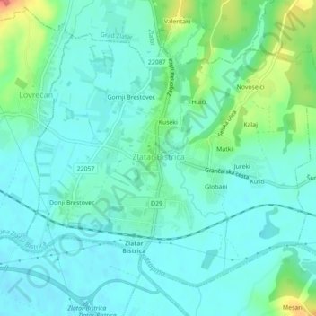 Zlatar-Bistrica topographic map, elevation, terrain
