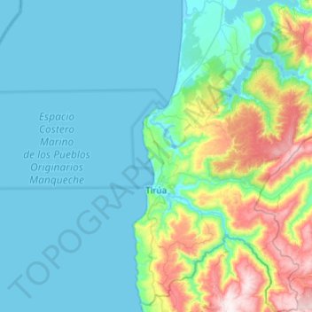 Tirúa topographic map, elevation, terrain