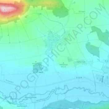 Röckingen topographic map, elevation, terrain