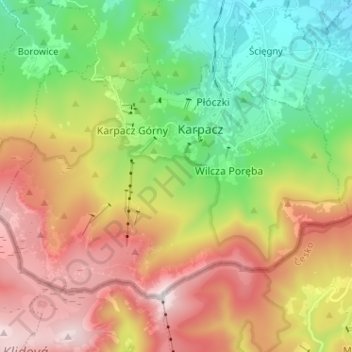 Karpacz topographic map, elevation, terrain