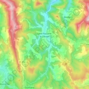 Saint-Nazaire-le-Désert topographic map, elevation, terrain