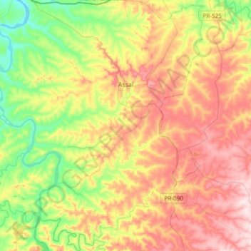 Assaí topographic map, elevation, terrain