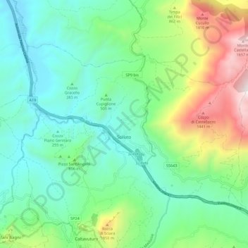 Scillato topographic map, elevation, terrain