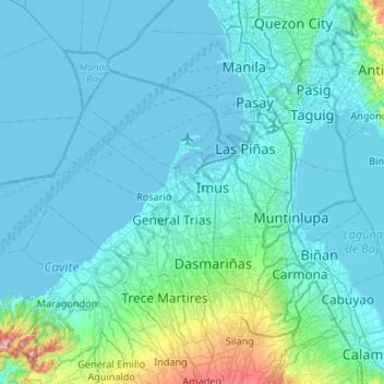 Cavite City topographic map, elevation, terrain