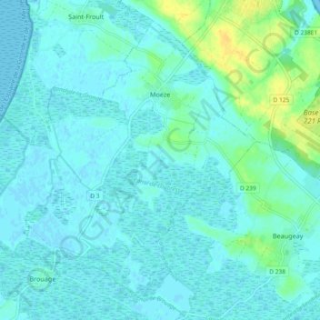 Moëze topographic map, elevation, terrain