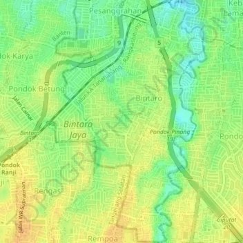 Bintaro topographic map, elevation, terrain