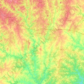 Newton County topographic map, elevation, terrain