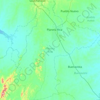 Planeta Rica topographic map, elevation, terrain