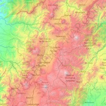 Pichincha topographic map, elevation, terrain