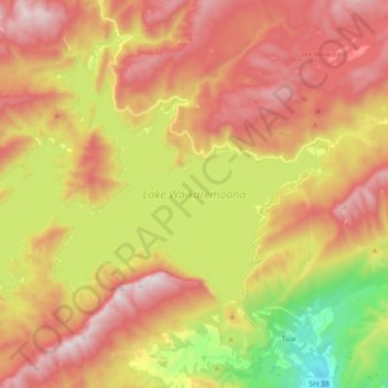 Lake Waikaremoana topographic map, elevation, terrain