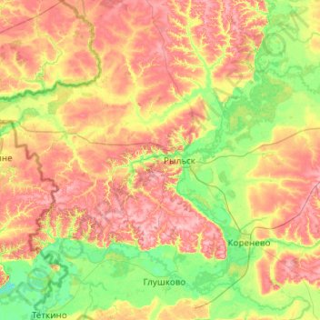 Рыльский район topographic map, elevation, terrain