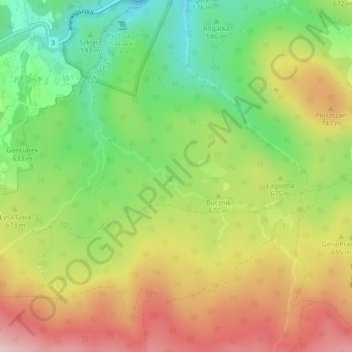 Szklarka topographic map, elevation, terrain