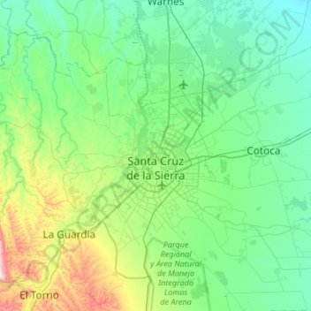 Santa Cruz de la Sierra topographic map, elevation, terrain