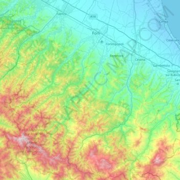 FC topographic map, elevation, terrain