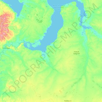 Nadymsky Rayon topographic map, elevation, terrain