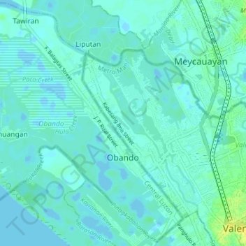 Obando topographic map, elevation, terrain