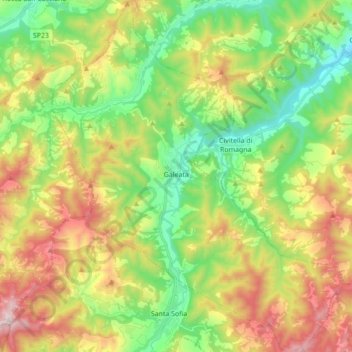 Galeata topographic map, elevation, terrain